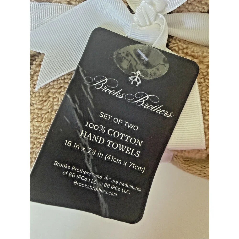 Brooks Brothers Hand Towels Set of 2 Thick Plush Luxury Cafe Au Lait Brown